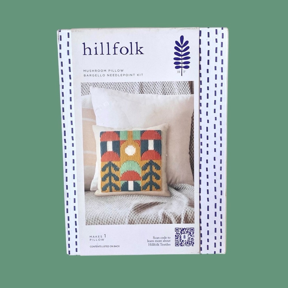NWT Hillfolk Bargello Needlepoint Mushroom Pillow Kit- Makes One 8" X 8" Pillow